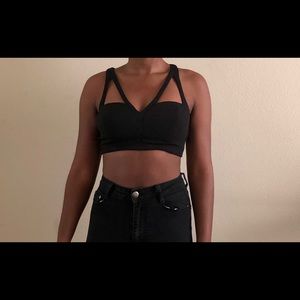 Black Detailed Crop Top